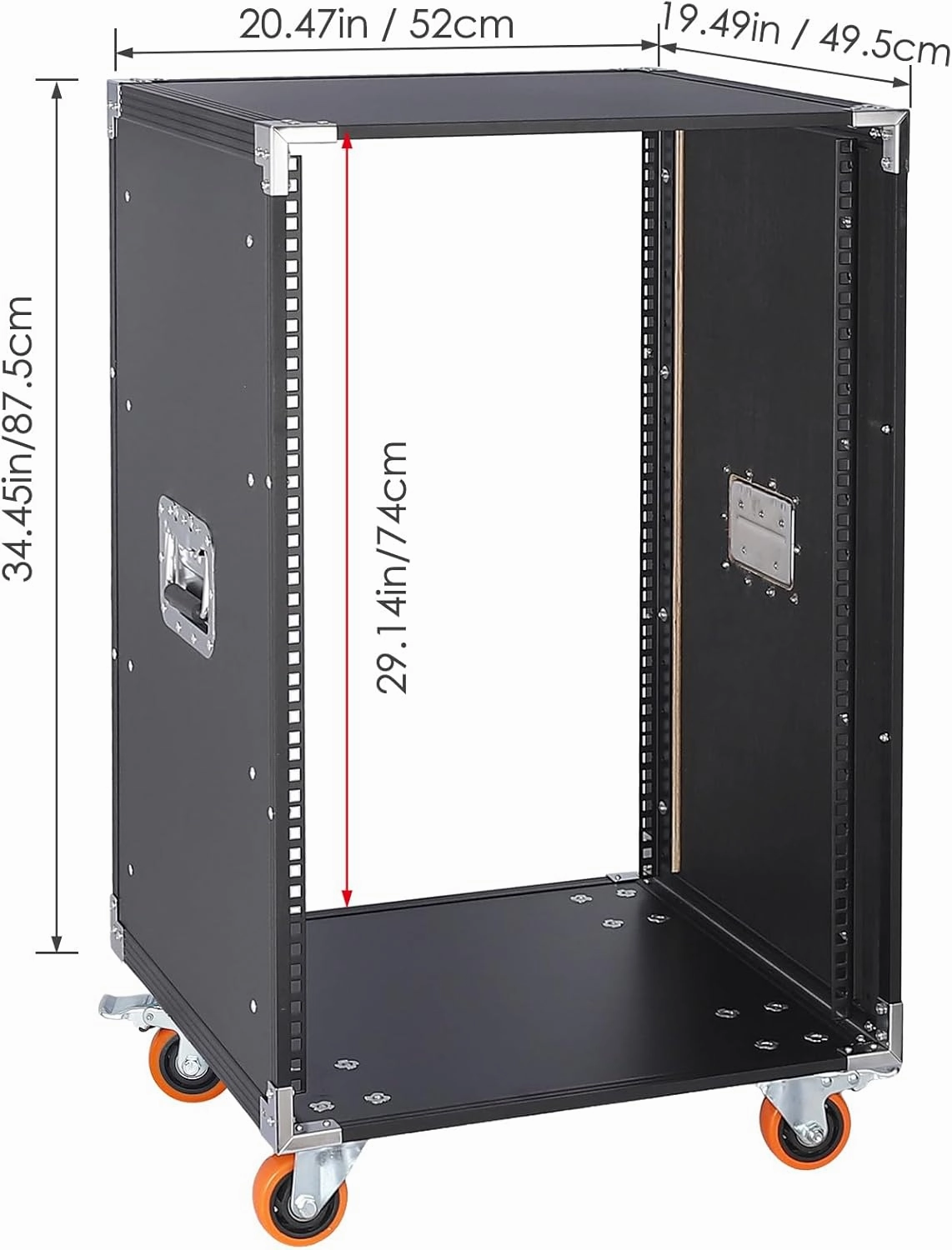 Movable AV Gear Rack 16U 19in Mobile Floor Standing Network Device Storage Cabinet Stand - Audio Stereo Studio DJ Equipment Rack Server IT Data Devices Storage Cabinet with Castors