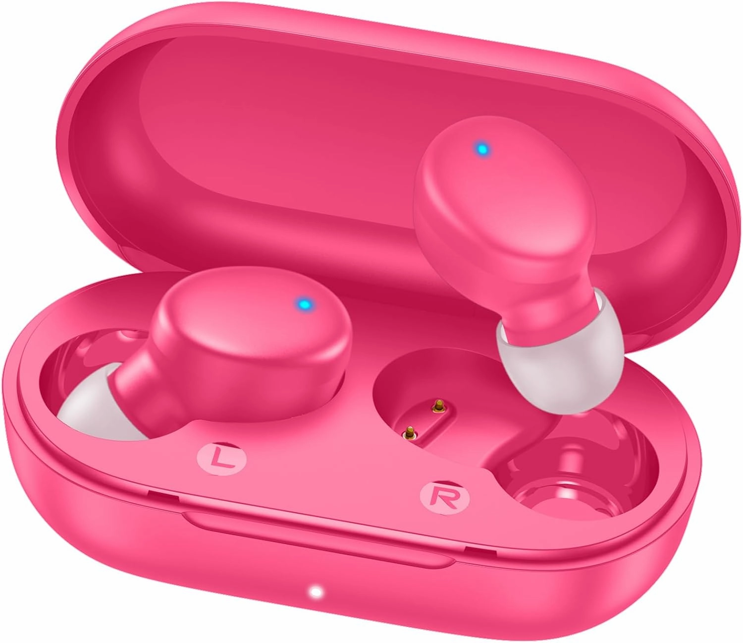 MOZOTER S8 Mini Wireless Earbuds Bluetooth 5.3 in Ear Light-Weight Headphones,60Hrs Playtime Ear Buds with Charging Case,Bluetooth Headsets,Premium Sound with Deep Bass for Sport-Barbiee Pink TWS earbuds,compact wireless buds,Bluetooth ear tips,
