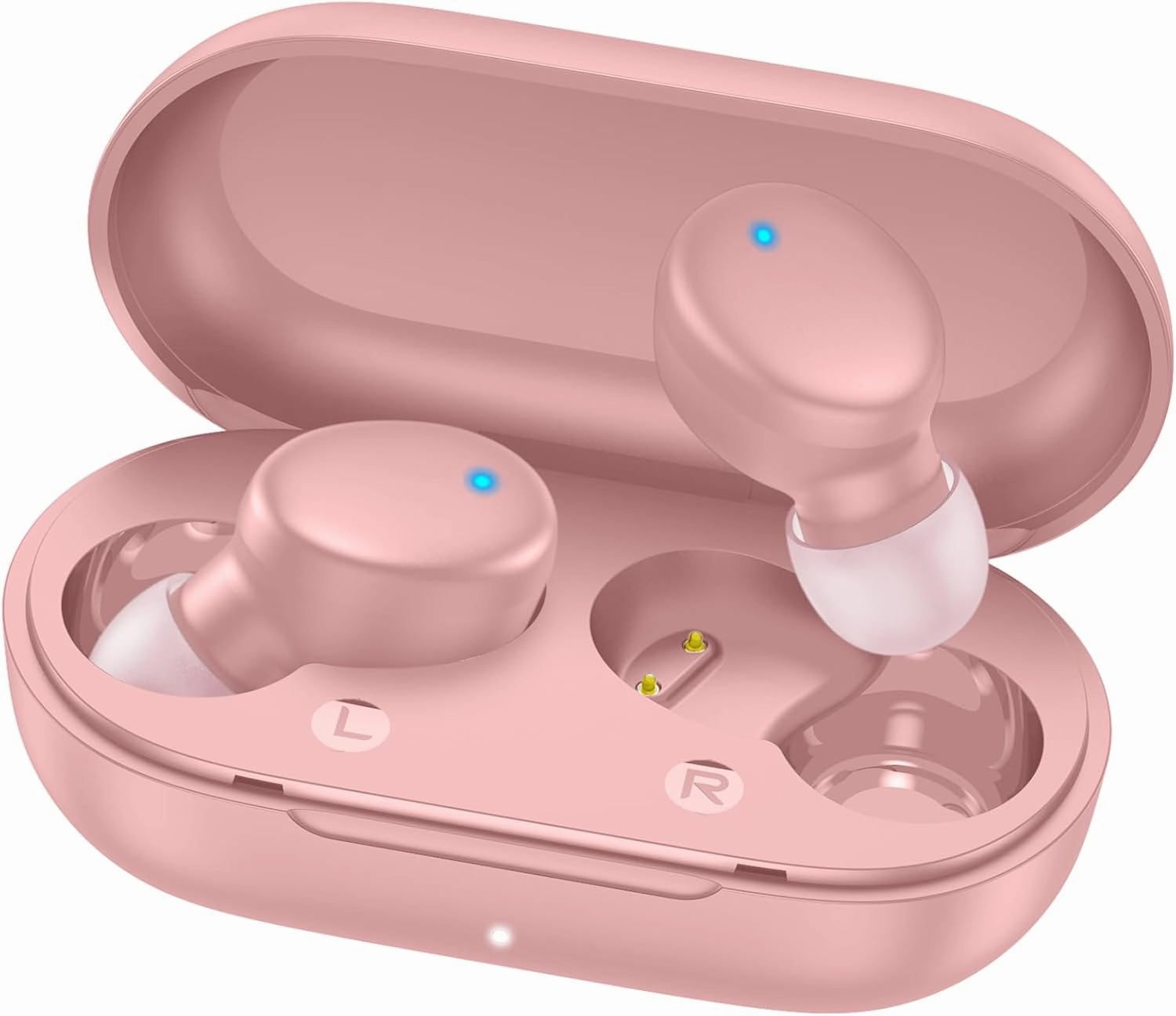 MOZOTER S8 Mini Wireless Earbuds Bluetooth 5.3 in Ear Light-Weight Headphones,60Hrs Playtime Ear Buds with Charging Case,Bluetooth Headsets,Premium Sound with Deep Bass for Sport-Pink wireless earbuds,Bluetooth earphones,true wireless stereo,