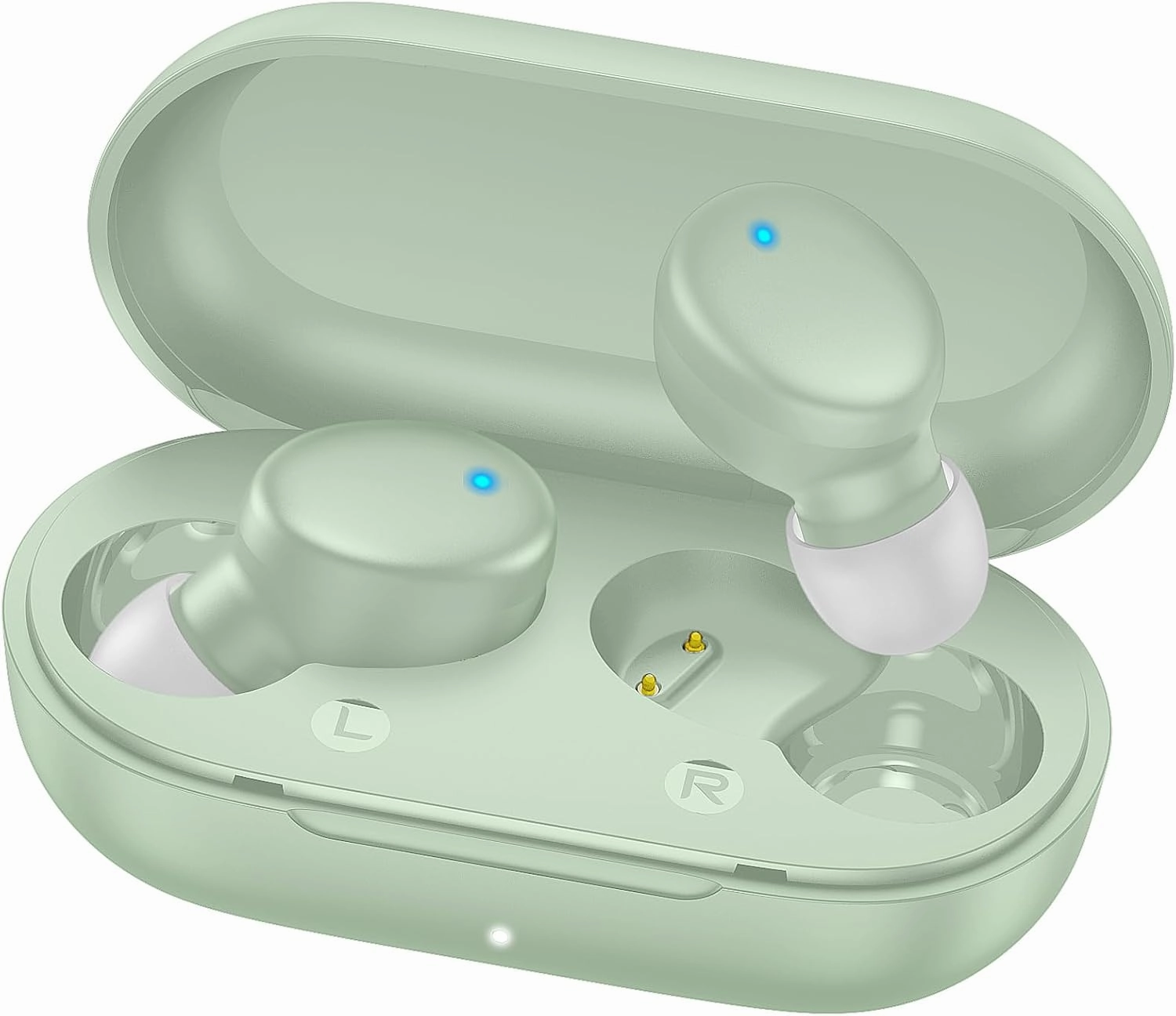MOZOTER S8 Mini Wireless Earbuds Bluetooth 5.3 in Ear Light-Weight Headphones,60Hrs Playtime Ear Buds with Charging Case,Built-in Microphone Headset,Premium Sound with Deep Bass for Sport-Green TWS earbuds,compact wireless buds,Bluetooth ear tips,