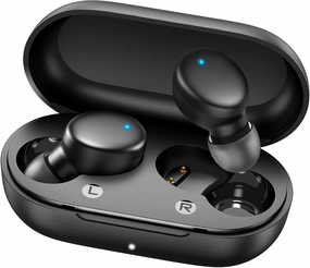 MOZOTER S8 Mini Wireless Earbuds Bluetooth 5.3 in Ear Light-Weight Headphones,60Hrs Playtime Ear Buds with Charging Case,Smart Ring,Fitness Tracker Premium Sound with Deep Bass for Sport-Black TWS earbuds,compact wireless buds,Bluetooth ear tips,