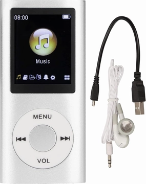 MP3 Player Stylish Multifunctional Lossless Sound Music Player with Earphones,Slim 1.8 Inch LCD Screen Portable MP3 Music Player,Support 64G Memory Card(Silver) hi-res portable player,digital audio player,DAP lossless,
