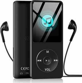 MP3 Player with Bluetooth 5.0, 1.8 inch Screen Portable Music Player with HD Speaker, HiFi Music Supports FM Radio, Voice Recorder, Supports Expanded Up to 128GB(Black, 32GB) hi-res portable player,digital audio player,DAP lossless,