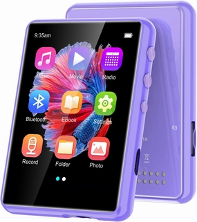 MP3 Player with Bluetooth 5.3, 2.4" Portable HiFi Music Player with FM Radio/HD Speaker/E-Book/Photo/Video/Alarm Clock, Walkman Digital Music Player Earphones Included (Purple) speaker stands,monitor stands,floor speaker holders,