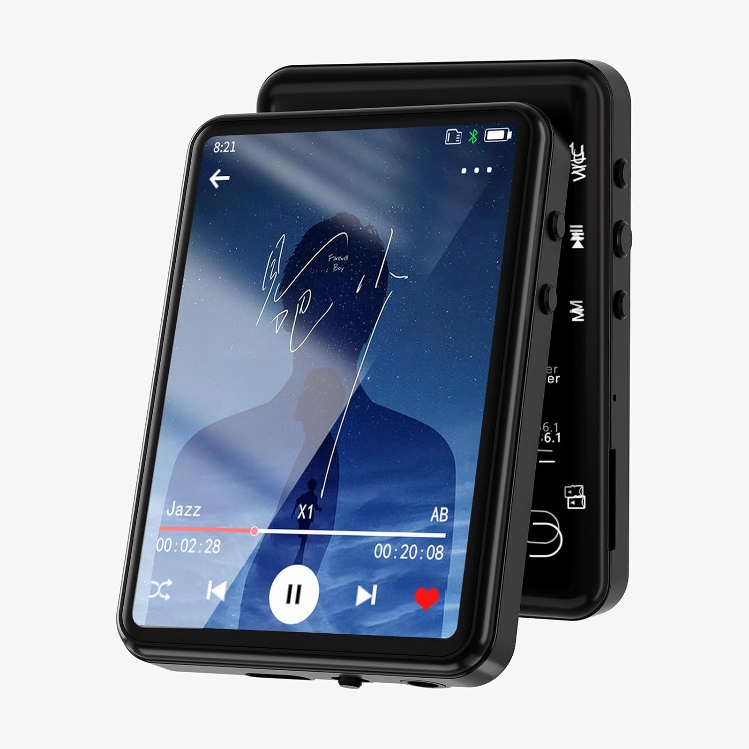 MP3 Player with Bluetooth 5.3,Full Touch Screen Portable HiFi Music Player Devices with Speaker,FM Radio, Headphones,SD Card Slot,up to 128GB Expand,Black,64GB hi-res portable player,digital audio player,DAP lossless,