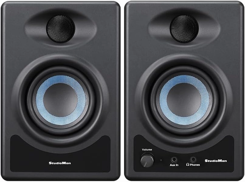 MS3 2-Way Near Field Active Studio Monitor Speaker for Hi-Fi Audio,Desktop Computer,Near Field Music Production,3.5-Inch, 50W,Black,Pair studio monitors,nearfield speakers,mixing reference monitors,