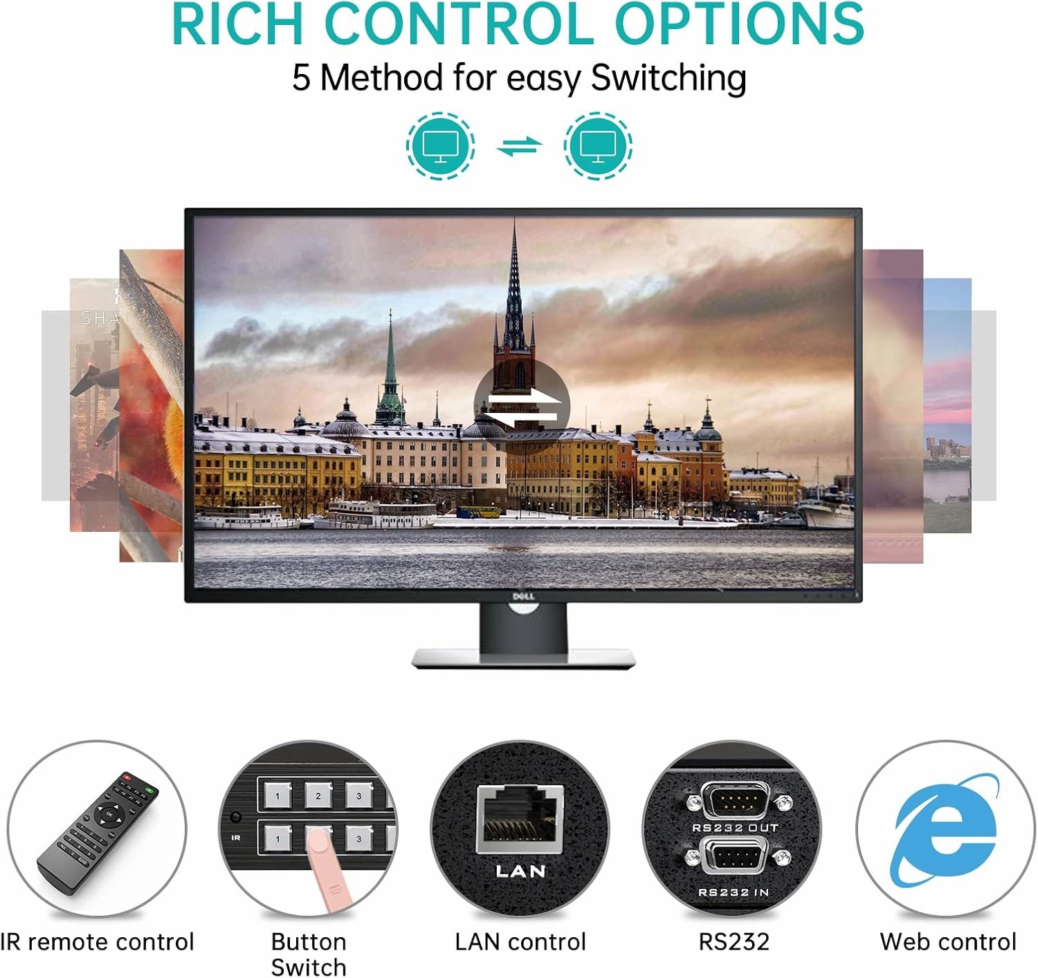 MT-VIKI 4K HDMI Matrix Switch 4x4 with 3.5mm Stereo Audio Extractor  Web GUI, Rack Mount Switcher & Splitter, 4K@30Hz, EDID, RS232, LAN Port, APP (4 in 4 Out)