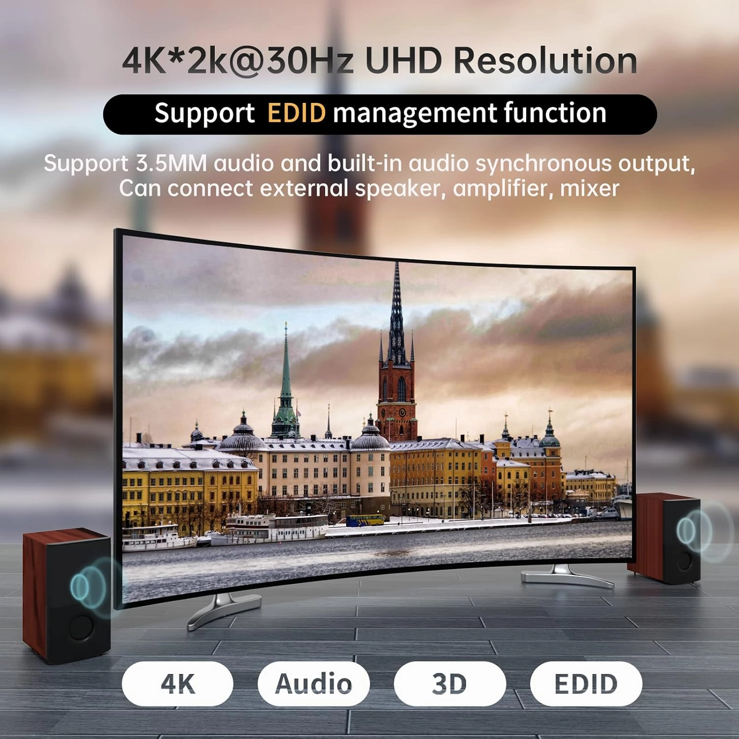 MT-VIKI 4K HDMI Matrix Switch 4x4 with 3.5mm Stereo Audio Extractor  Web GUI, Rack Mount Switcher & Splitter, 4K@30Hz, EDID, RS232, LAN Port, APP (4 in 4 Out)