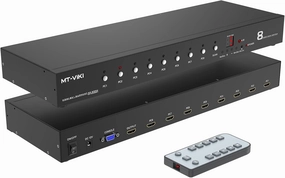 MT-VIKI Rack Mount HDMI Switch, 8 Ports HDMI Switch 8 in 1 Out 4K@60Hz (4:4:4) HDCP2.2   Rackmount-Ears RS232  Auto Swtich, Auto Scan (8x1) audio rack,hi-fi component stand,media shelf,