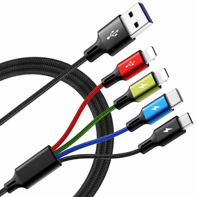Multi Charging Cable, [2Pack 6Ft] 4 in 1 Braided Multi Fast Charging Cord, Multiple Charger USB Cable Adapter IP/Type C/Micro Port for Cell Phones,iPhone Series, Tablets, Samsung Galaxy, PS & More power cord,hi-fi power cable,AC power lead,