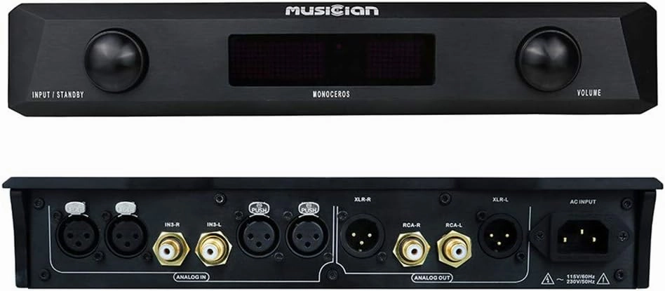 Musician Monoceros Class A Amplifier Home Audio Balanced Power Amps RCA/XLR Balanced Preamp Desktop Pre-amp for DAC with Remote Control (Black) balanced output player,audiophile player,hi-res digital player,