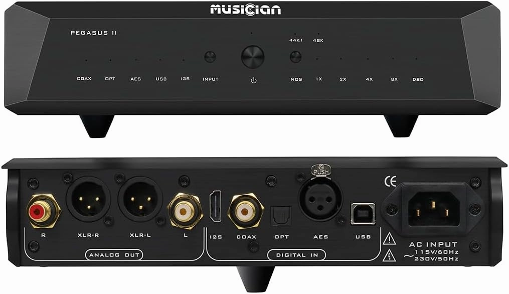 Musician Pegasus II R2R DAC DSD1024/1536kHz ALTERA Chip STM32F446 Home Audio DAC USB/Opt/Coax/AES/IIS Input RCA/XLR Output HiFi DAC Desktop Decoder (Black) DAC,USB audio converter,digital to analog converter,