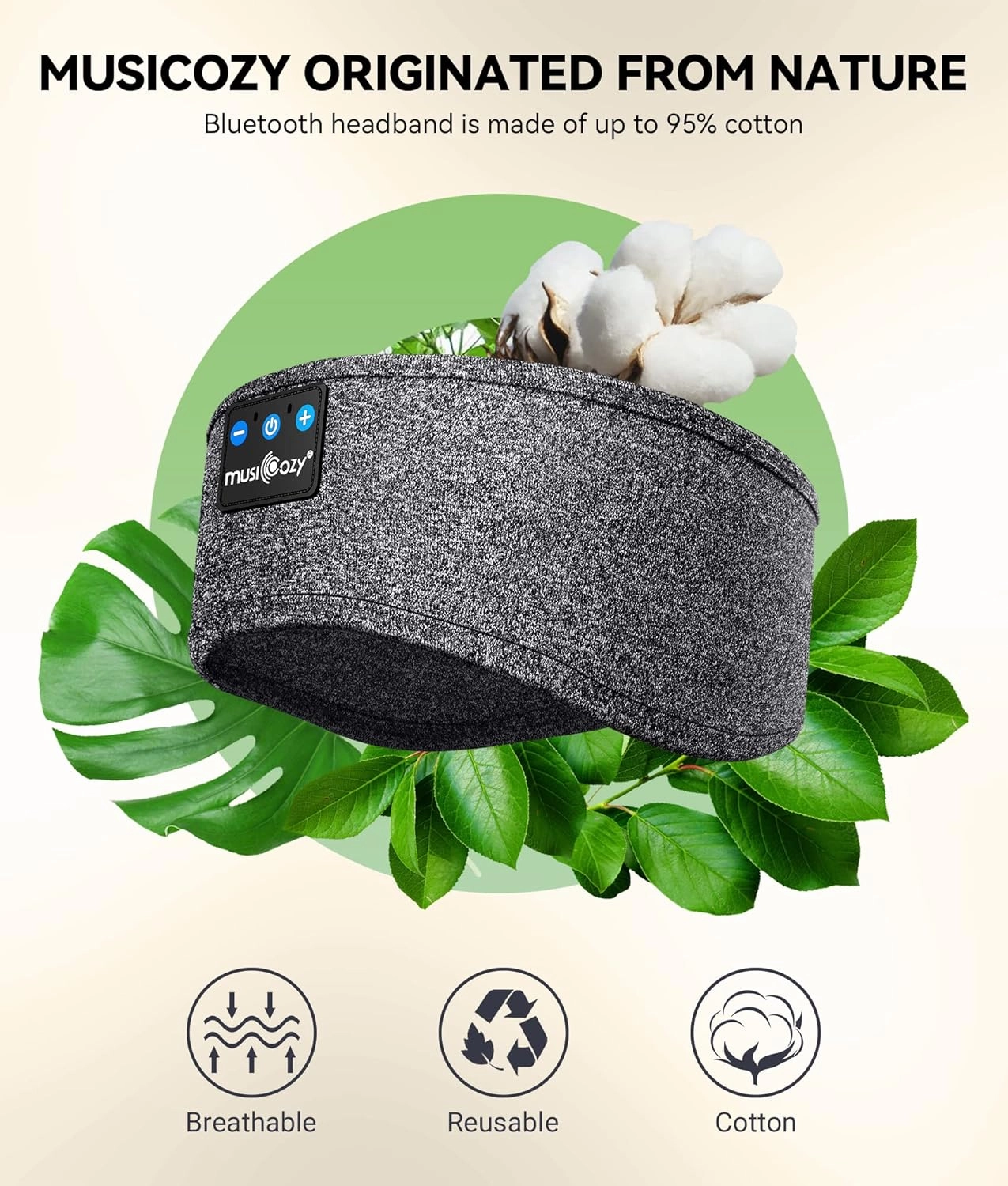 MUSICOZY Sleep Headphones Bluetooth 5.4 Headband, Sports Wireless Earphones Sweat Resistant Earbuds Sleeping Headphone with Ultra-Thin HD Stereo Speaker for Workout Running Cool Gadgets Unique Gifts