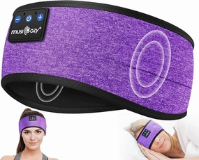 MUSICOZY Sleep Headphones Wireless, Bluetooth Headband Sports Sleeping Headphones Sleep Mask Earbuds Breathable Music Headband with Bluetooth 5.4, Perfect for Workout Running, Grape Purple noise cancelling headphones,ANC headphones,travel headphones,