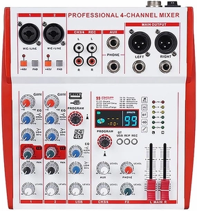 MW-4 Professional 4-Channel USB Audio Mixer Bluetooth 5.0 99 Sound Portable for DJ/Live/Recording/K Song balanced output player,audiophile player,hi-res digital player,