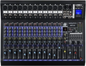 MX-120 Professional Mixer (12-Channel) for Recording DJ Stage Karaoke/W Graphic Equalizer and DSP Effector w/USB Drive for Recording Input, XLR Microphone Jack, 48V Power, RCA Output mixer console,audio mixing desk,DJ console,
