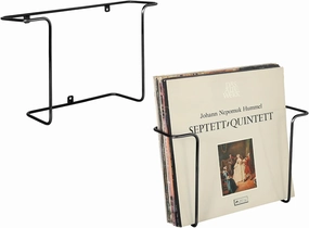 MyGift Modern Metal Wire Wall Mounted Vinyl Records Storage Racks, Hanging LP Record Holders, Floating Album Cover Display Shelves, Set of 2 (Black-2 Pcs) vinyl storage,record holder,LP organizer,
