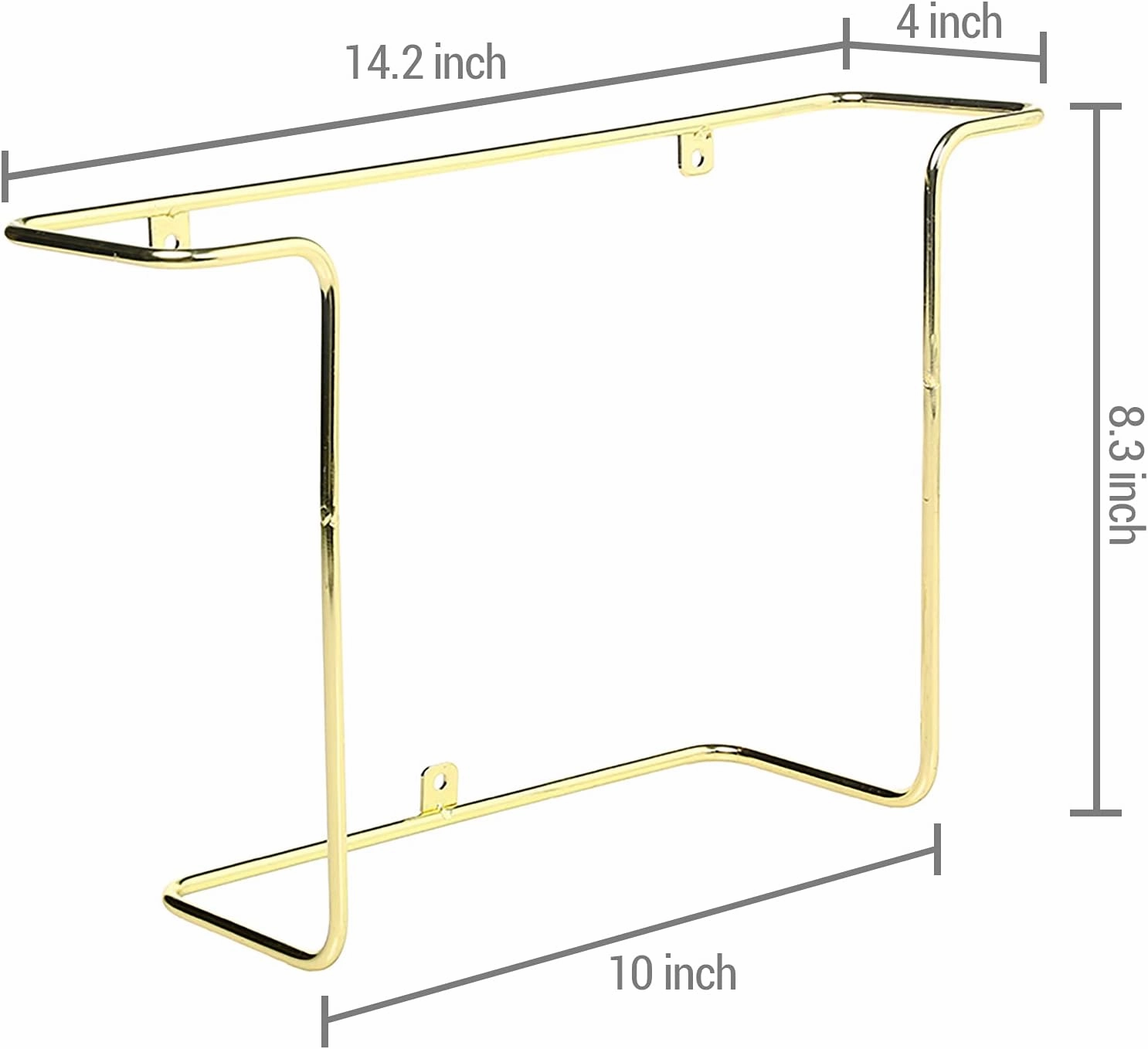 MyGift Modern Metal Wire Wall Mounted Vinyl Records Storage Racks, Hanging LP Record Holders, Floating Album Cover Display Shelves, Set of 2 (Brass- 4 Pcs)