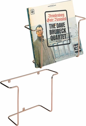 MyGift Modern Metal Wire Wall Mounted Vinyl Records Storage Racks, Hanging LP Record Holders, Floating Album Cover Display Shelves, Set of 2 (Modern Copper-2 Pcs) vinyl storage,record holder,LP organizer,