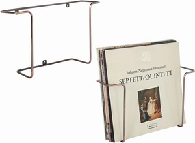 MyGift Modern Metal Wire Wall Mounted Vinyl Records Storage Racks, Hanging LP Record Holders, Floating Album Cover Display Shelves, Set of 2 (Vintage Copper-2 Pcs) vinyl storage,record holder,LP organizer,