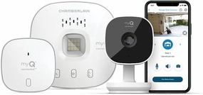 myQ Smart Garage Camera & Garage Control  1080p HD Video, Night Vision, Motion Detection, Magnetic, 2-Way Audio, Smartphone Control, Wireless Garage Hub/Sensor w/ Bluetooth,Works w/most major brands smart audio hub,voice control speaker,Alexa compatibl