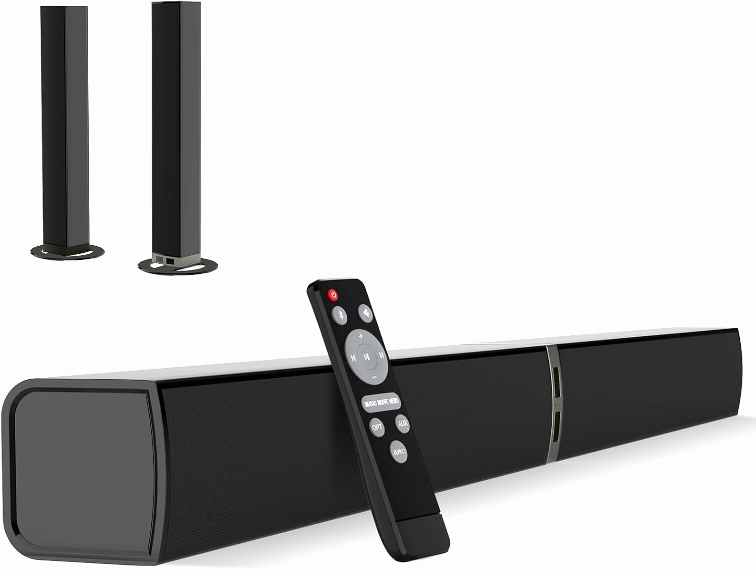 MZEIBO Sound Bar for Smart TV, 80W Bluetooth Soundbar 2 in 1 Detachable Design, Deep Bass, Home Theater Surround Sound, ARC/Optical/AUX Connections for TV/PC/Gaming/Projectors wireless speakers,portable Bluetooth speaker,multiroom speaker,