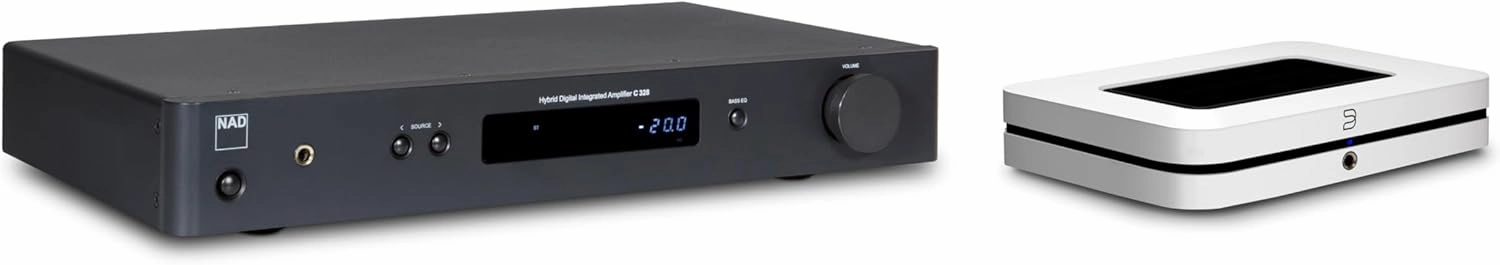 NAD C 328 Integrated Amplifier   Bluesound Node Music Streamer (Bundle) - White integrated amplifier,stereo receiver,hi-fi amp combo,