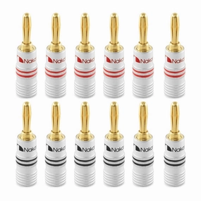 Nakamichi Excel Series 24k Gold Plated Banana Plug 12 AWG - 18 AWG Gauge Size 4mm for Speakers Amplifier Hi-Fi AV Receiver Stereo Home Theatre Audio Wire Cable Screw Connector 12 Pcs (6-Pairs) speaker cable,audio wire,hi-fi speaker cord,
