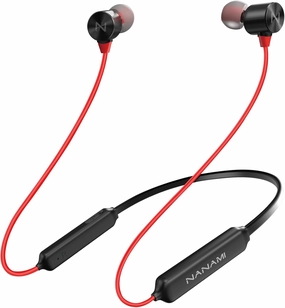 NANAMI Bluetooth Earbuds, 5.3 Bluetooth Wireless Headphones, IPX7 Waterproof, in-Ear Earphones with Mic, Noise Cancelling Headsets, Magnetic Neckband, 18 Hours Playtime for Gym, Sports (Red with Red) wireless earbuds,Bluetooth earphones,true wireless stere