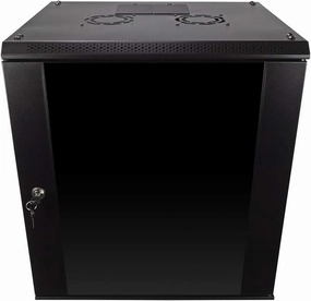 NavePoint 12U Server Rack Enclosure with Glass Door, Cooling Fan, Locks, & Removable Side Panels - 12U Wall Mount Network Cabinet 19 Inch Rack 17.7" Deep (450mm) equipment cabinet,AV gear cabinet,component enclosure,