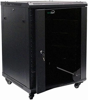 NavePoint 15U Wall Mount Audio Video A/V Rack Cabinet Glass Door Lock Casters and Shelves music server,hi-fi media server,digital audio storage,