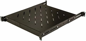 Navepoint 1U 19-Inch Fixed 4-Post Rack Mount Server Shelf with Adjustable Depth from 18-29 Inch Black audio rack,hi-fi component stand,media shelf,