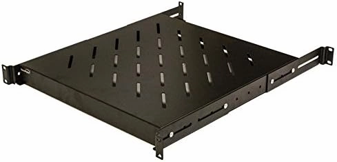 Navepoint 1U 19-Inch Fixed 4-Post Rack Mount Server Shelf with Adjustable Depth from 18-29 Inch Black audio rack,hi-fi component stand,media shelf,