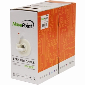 NavePoint 250ft in Wall Audio Speaker Cable Wire CL2 14/2 AWG Gauge 2 Conductor Bulk White wireless speakers,portable Bluetooth speaker,multiroom speaker,