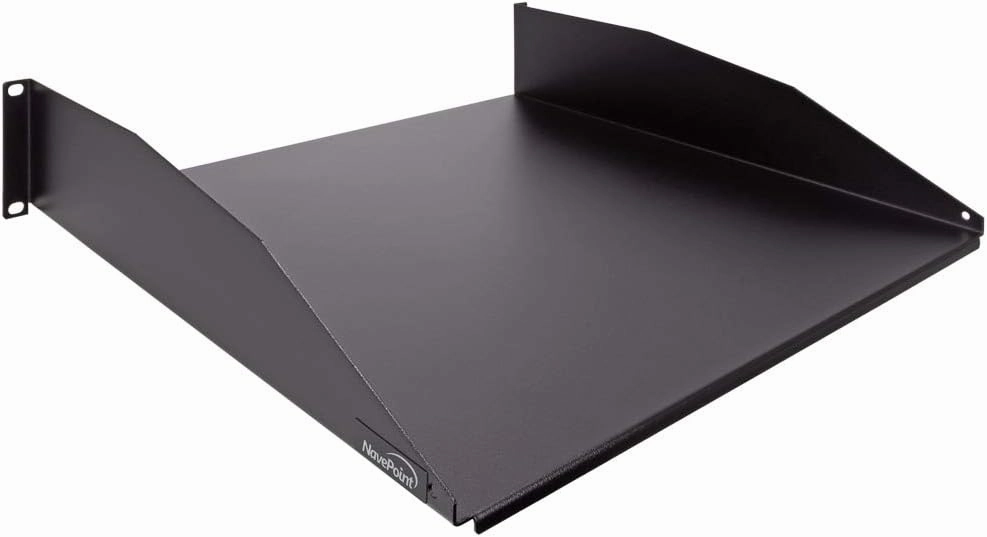 NavePoint 2U 19-Inch Rack Mount Cantilever Server Cabinet Shelf with Lip 16-Inches Deep Black network audio player,digital streamer,audio file player,