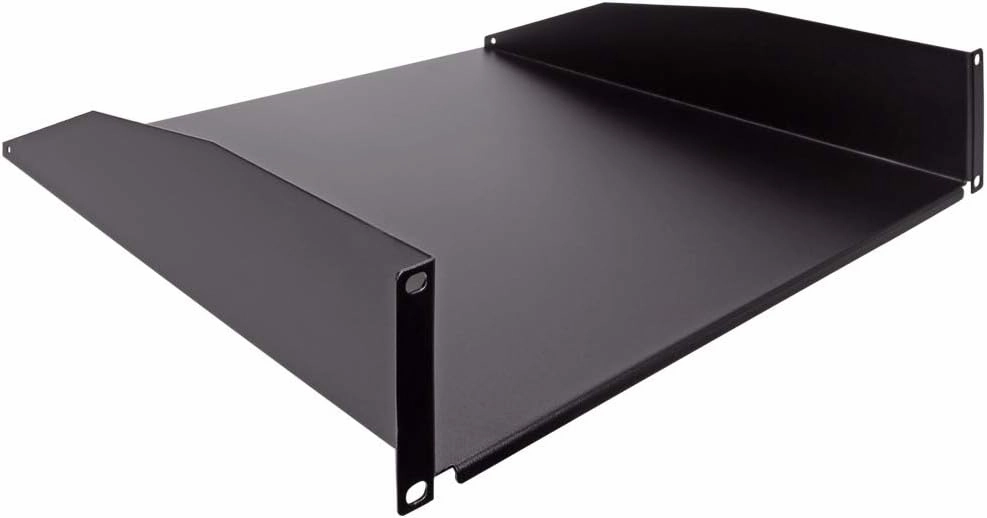 NavePoint 2U 19-Inch Rack Mount Cantilever Server Cabinet Shelf with Lip 16-Inches Deep Black