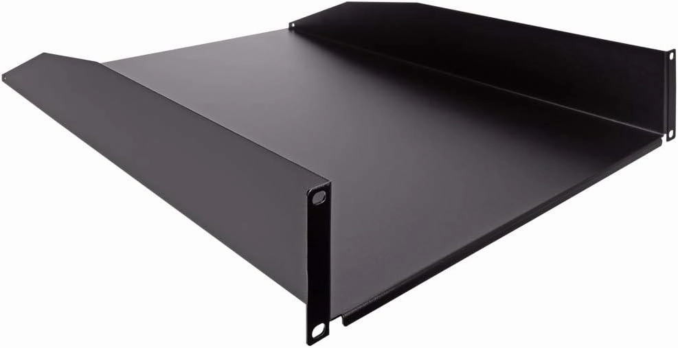 NavePoint 2U 19-Inch Rack Mount Cantilever Server Cabinet Shelf with Lip 22-Inches Deep Black
