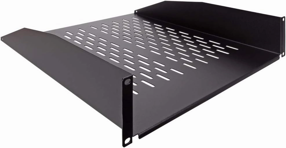 NavePoint 2U 19-Inch Universal Vented Rack Mount Cantilever Fixed Server Cabinet Shelf 18-Inches Deep Black