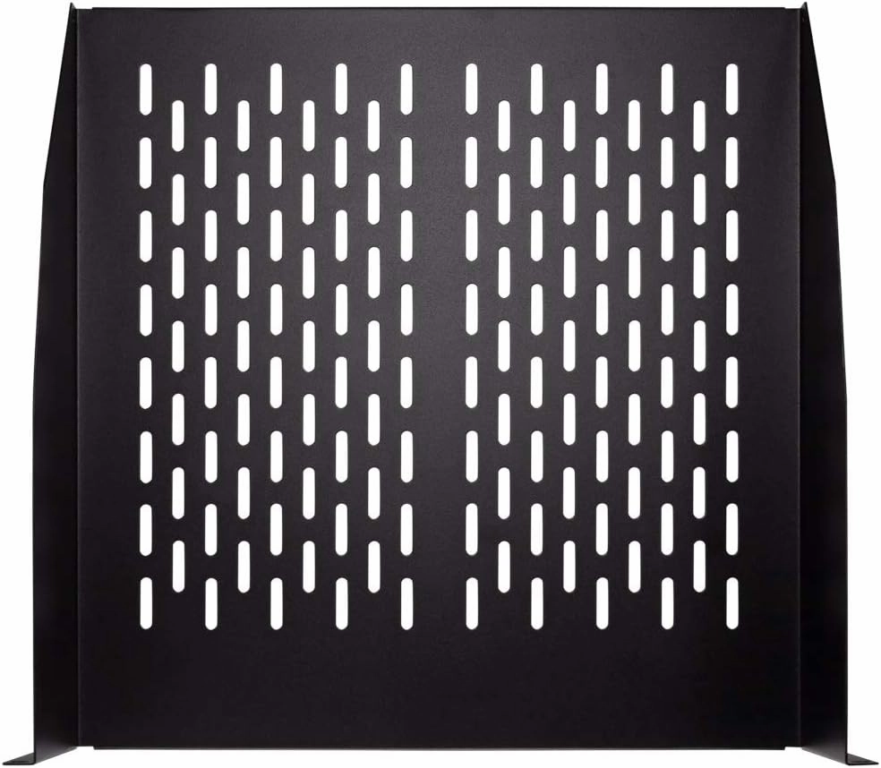 NavePoint 2U 19-Inch Universal Vented Rack Mount Cantilever Fixed Server Cabinet Shelf 18-Inches Deep Black