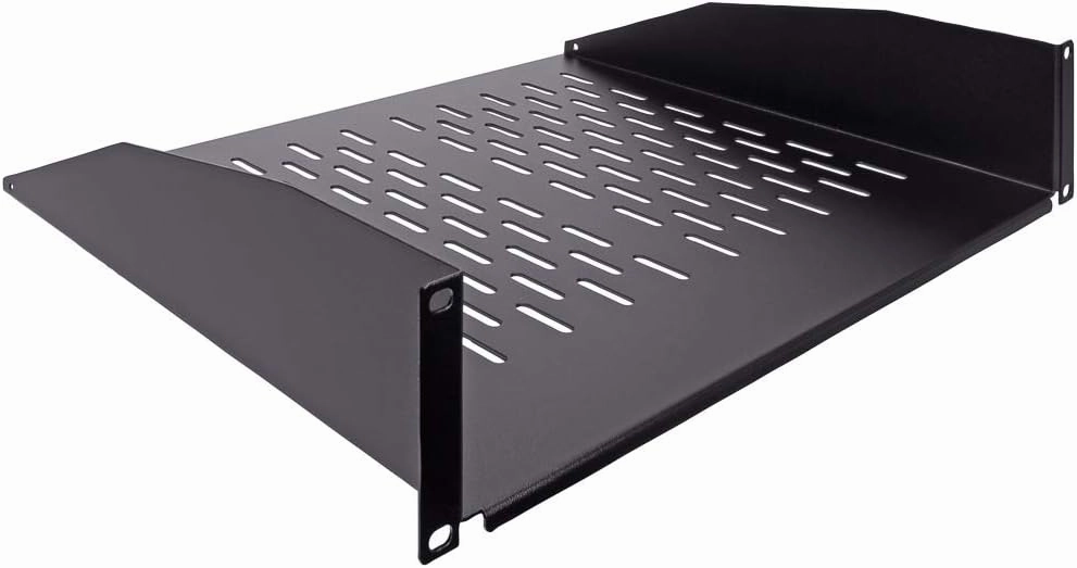 Navepoint 2U 19-Inch Universal Vented Rack Mount Cantilever Server Cabinet Shelf 14-Inches Deep Black