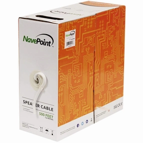 NavePoint 500ft in Wall Audio Speaker Cable Wire CL2 14/2 AWG Gauge 2 Conductor Bulk White speaker cable,audio wire,hi-fi speaker cord,
