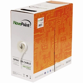 NavePoint 500ft in Wall Audio Speaker Cable Wire CL2 16/2 AWG Gauge 2 Conductor Bulk White soundbar,TV speaker bar,home theater soundbar,