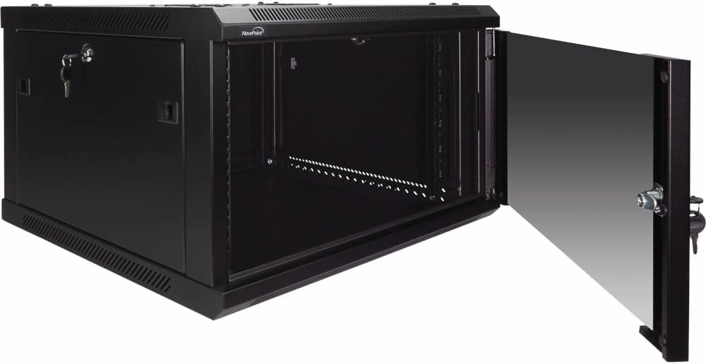 Navepoint 6U Deluxe IT Wallmount Cabinet Enclosure 19-Inch Server Network Rack with Locking Glass Door 24-Inches Deep Black
