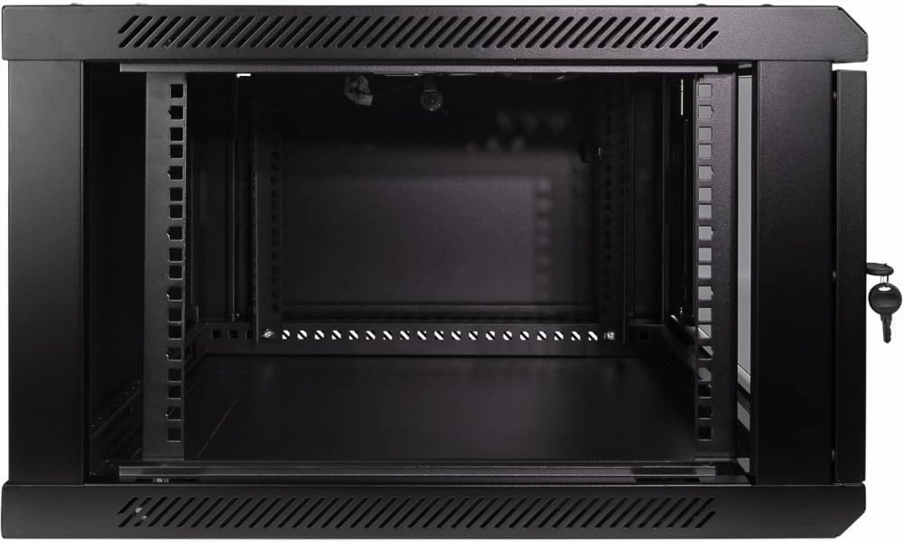 Navepoint 6U Deluxe IT Wallmount Cabinet Enclosure 19-Inch Server Network Rack with Locking Glass Door 24-Inches Deep Black