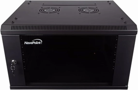 NavePoint 6U Server Cabinet Wall Mount Rack Enclosure Includes 2 Fans, Locking Glass Door, Removable Side Panels  6U Network Cabinet 17.7 Deep, 19 Inch Server Rack for IT and A/V Equipment equipment cabinet,AV gear cabinet,component enclosure,