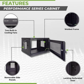 NavePoint 6U Server Cabinet Wall Mount Rack Enclosure with Perforated Door, Locking, Removable Side Panels  6U Network Cabinet 17.7 Deep, 19 Inch Server Rack for IT and A/V Equipment equipment cabinet,AV gear cabinet,component enclosure,