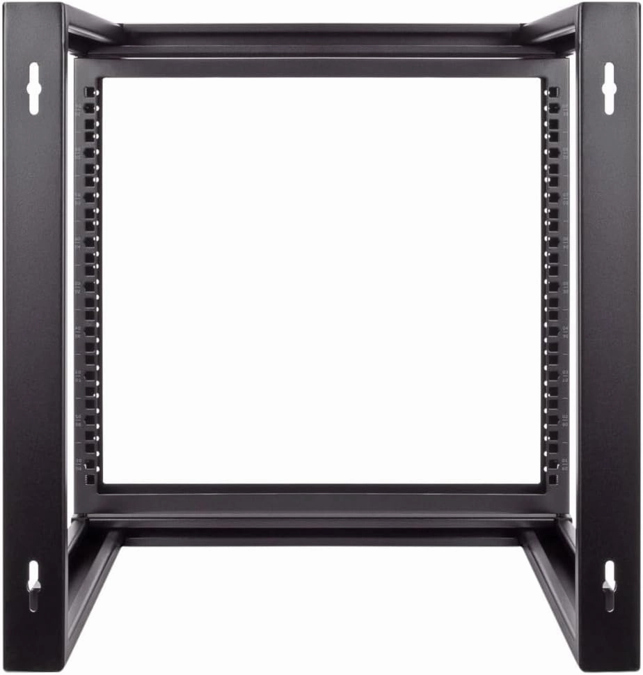 NavePoint 9U Open-Frame Server Rack for 19" IT Network Equipment & A/V Devices Free Standing or Wall Mount with 180 Degrees Gate Swing, Black