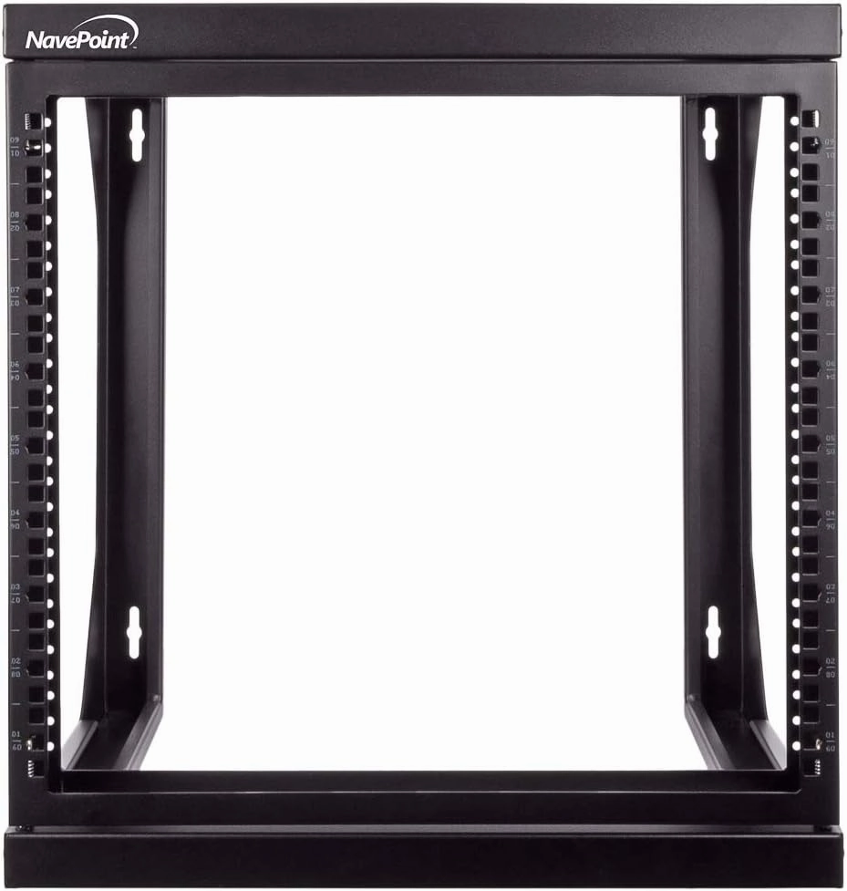 NavePoint 9U Open-Frame Server Rack for 19" IT Network Equipment & A/V Devices Free Standing or Wall Mount with 180 Degrees Gate Swing, Black network audio player,digital streamer,audio file player,
