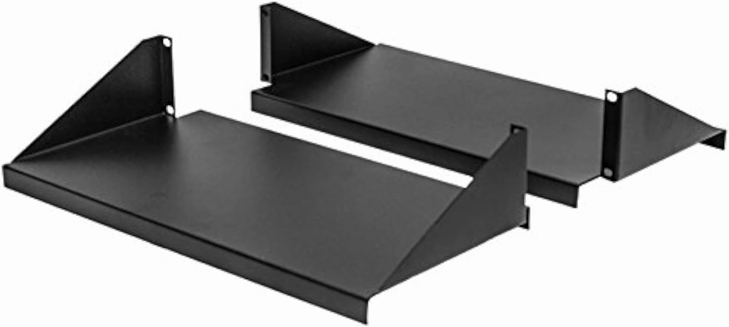NavePoint Cantilever Server Shelf Rack Mount 19 Inch 2U Black 2 Piece Set Center Weighted rackmount gear,audio rack equipment,studio rackmounts,