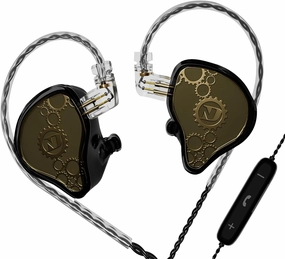 ND Venus in Ear Monitor Headphones, 10mm Double Magnetic Dynamic Driver IEM Earphones, HiFi Wired Gaming Earbuds, 2 Pin Detachable Cable (with Mic, Black, 3.5mm Plug) in-ear monitors,hi-fi IEMs,studio earphones,